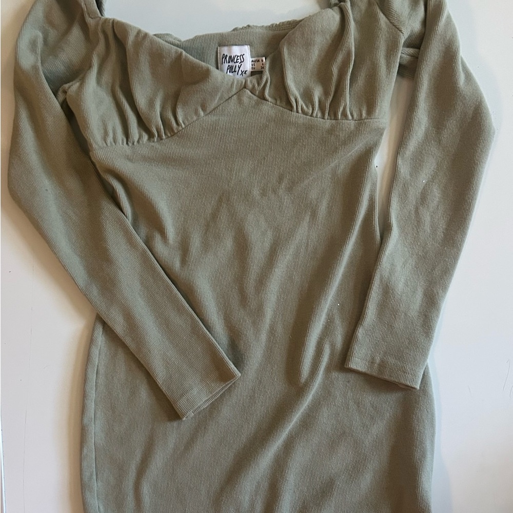 Princess Polly Ribbed Olive Top